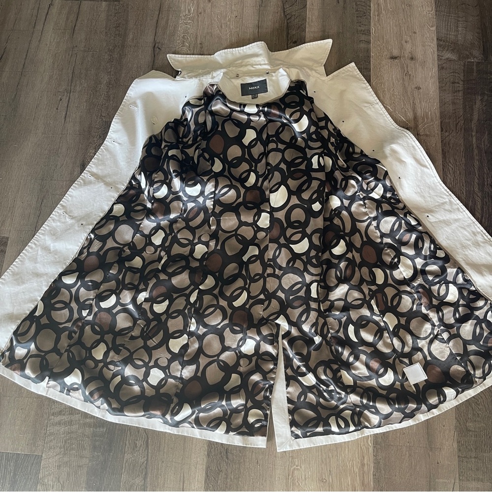 Mexx Cream Colored Lined Double Breast Trench Coat with belt Size 36 - Picture 6 of 16